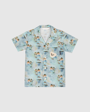 Palm Angels Детская голубая рубашка в принт PBDX001S26FAB001