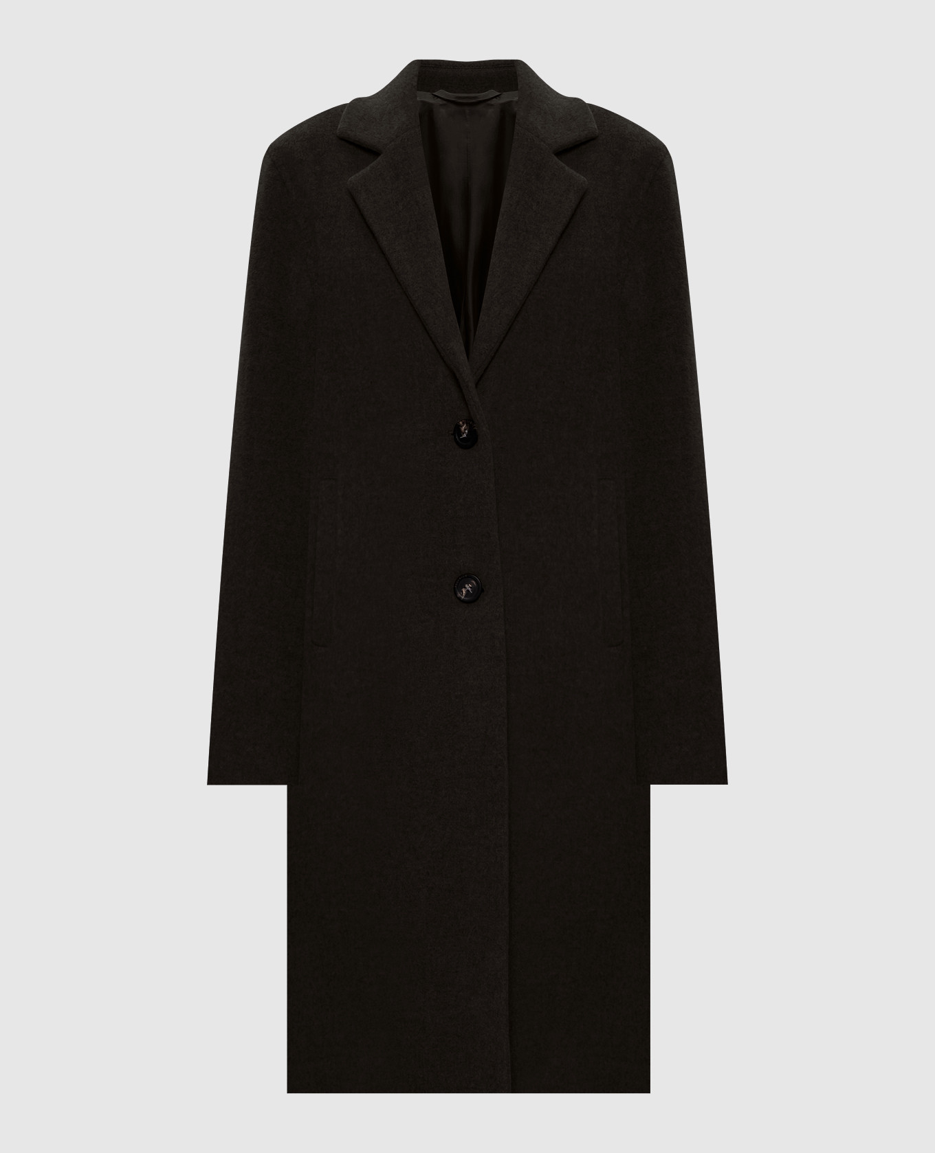 Коричневое пальто с шерстью и кашемиром