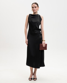 Victoria Beckham Чорна сукня міді з драпіруванням 1226WDR007295B