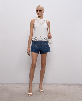 Twinset Сині джинсові шорти з кристалами 261AP2341