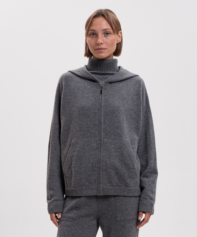 Simonetta Ravizza Серая спортивная куртка Marcel из кашемира F06KN125T10 изображение 3