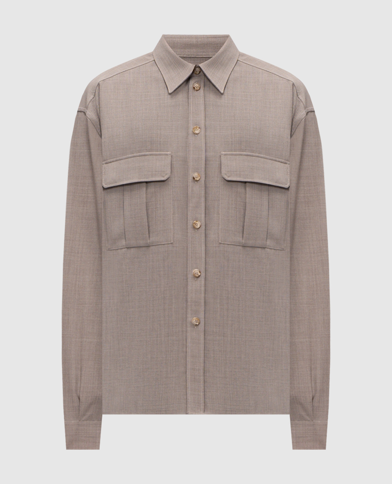 

Бежевая рубашка из шерсти, Бежевый, Рубашки