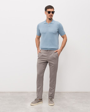 Enrico Mandelli Блакитне поло з шовком 3K006A5645