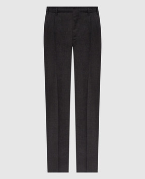 Brunello Cucinelli Темно-серые брюки из льна и шерсти MZ408S2440