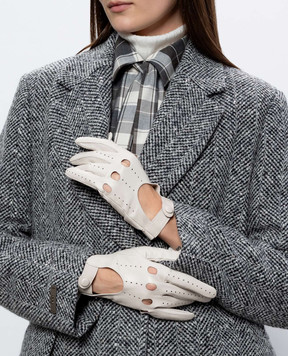 Sermoneta Gloves Бежеві шкіряні рукавички з перфорацією GUIDADONNA