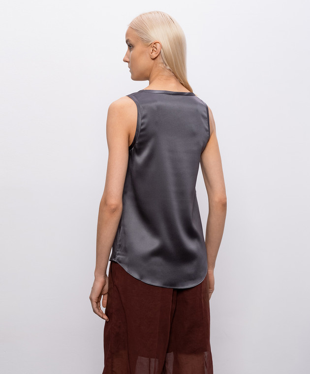 Brunello Cucinelli Серый топ из шелка MPC59E0600 изображение 4