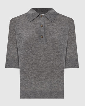 Victoria Beckham Сіре поло з вовни з логотипом 1126KTP007013A