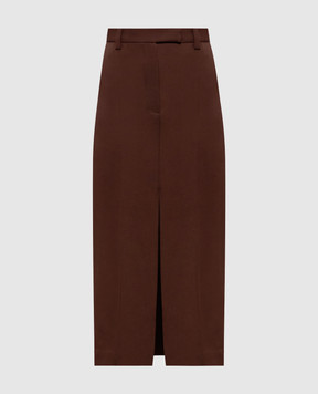 Brunello Cucinelli Коричневая юбка из шерсти MG553G4074