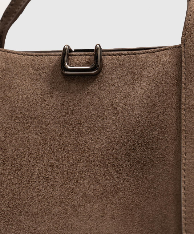 Brunello Cucinelli Коричневая замшевая сумка Storial с тиснением логотипа MBDLB2840 изображение 4