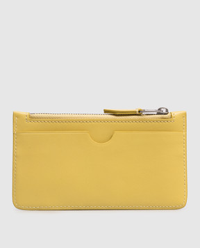 Ami Paris Желтый кожаный картхолдер с эмблемой USL703AL0138