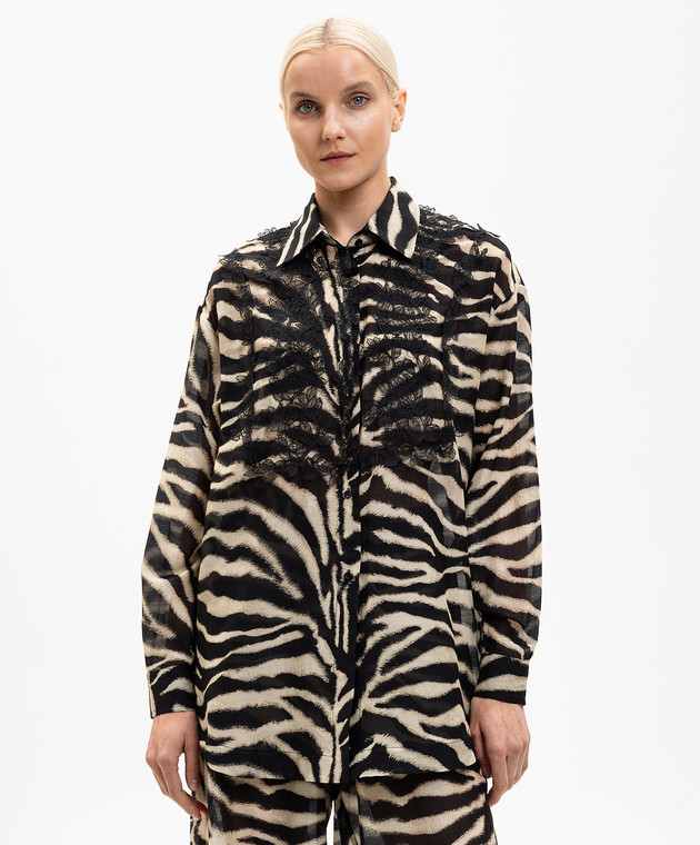 Ermanno Scervino Life Блуза з шовком в анімалістичний принт D484K701YAJI зображення 3