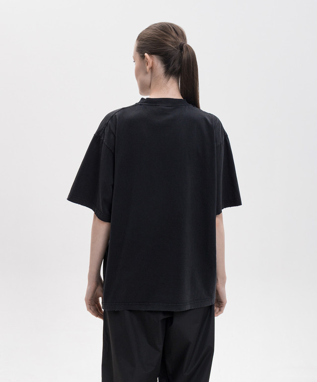 Balenciaga Черная футболка с принтом логотипа 871733TUVO6 изображение 4