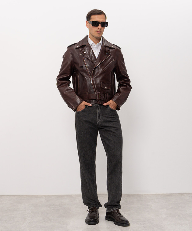 Thom Browne Бордовая кожаная косуха MJO267XL0182 изображение 2