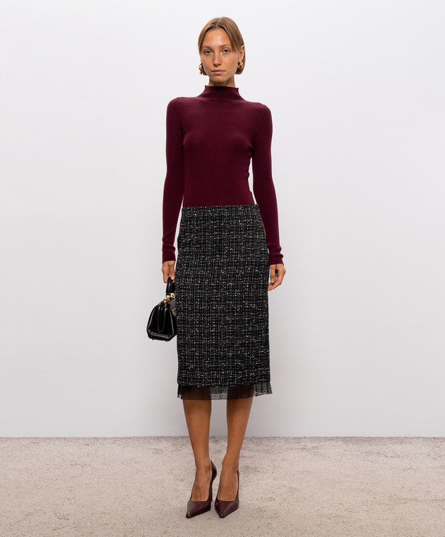 Twinset Черная твидовая юбка карандаш 262TP2084 изображение 2
