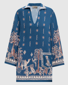 Alemais Синее платье мини Acacia из льна 6202D