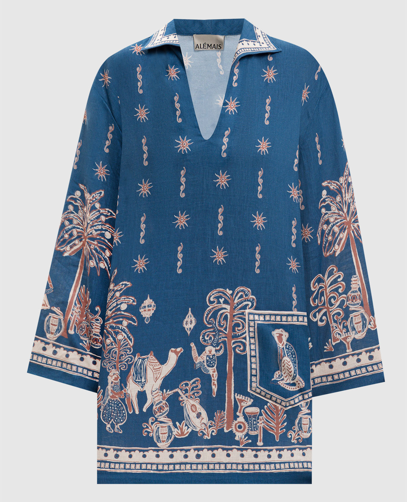 

Синее платье мини Acacia из льна, Синий, Повседневные платья