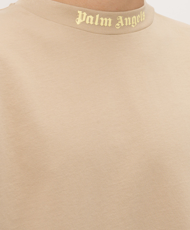 Palm Angels Футболка бежевого кольору з принтом логотипа PAMAA005JR002 зображення 5