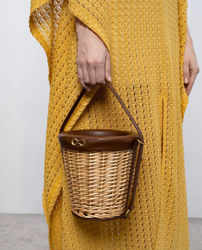 Twinset Бежева сумка бакет-бег з лози 261TD8253