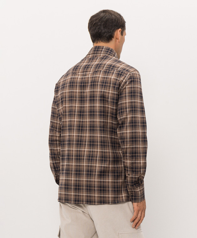 Brunello Cucinelli Коричневая рубашка в клетку MY6544008 изображение 4