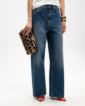 Dolce&Gabbana Бежевий клатч Marlene зі шкіри з ворсом в леопардовий принт BB7672A0863