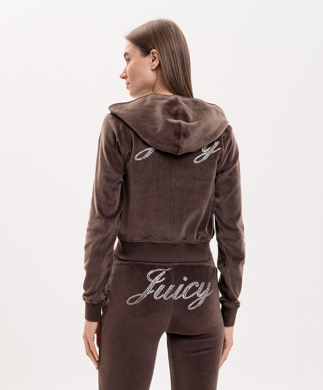 Sporty & Rich Коричневая велюровая спортивная куртка Juicy CA046716689BR03 изображение 4