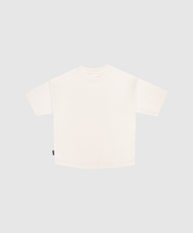 Palm Angels Дитяча футболка кольору айворі з брендовим принтом PBAA002S26JER003 зображення 2