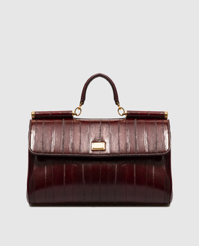 Dolce&Gabbana Бордовая кожаная сумка My Sicily BB7782B8291