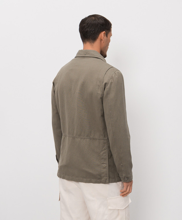 Brunello Cucinelli Куртка кольору хакі з льоном M544D6590P зображення 4
