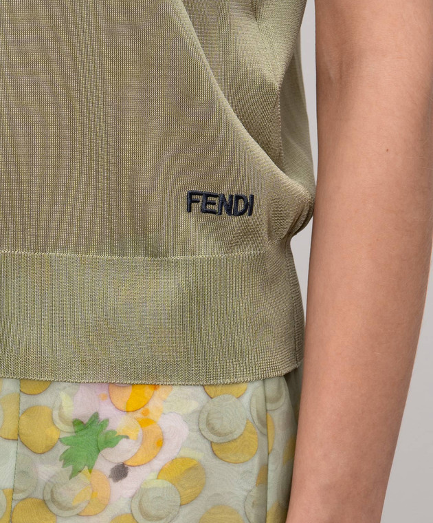 Fendi Топ кольору хакі з вишивкою логотипа FZXE84AW4V зображення 5