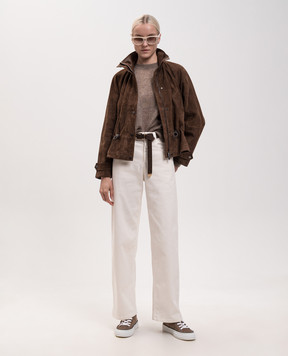 Brunello Cucinelli Коричневый свитер с мохером с люрексом MBG775520P