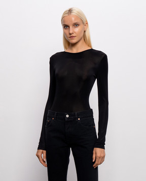 Saint Laurent Черное боди с подвеской Cassandre 876794Y38DS