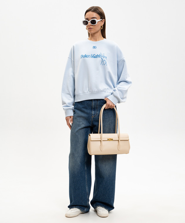 Dolce&Gabbana Голубой свитшот с принтом логотипа F9Q92ZGDDM6 изображение 2