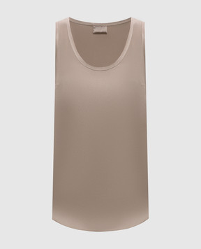 Brunello Cucinelli Топ бежевого кольору із шовку M0C59E0600
