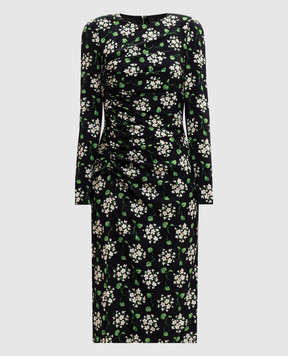 Dolce&Gabbana Чорна сукня із шовку в принт F664HTFSA85