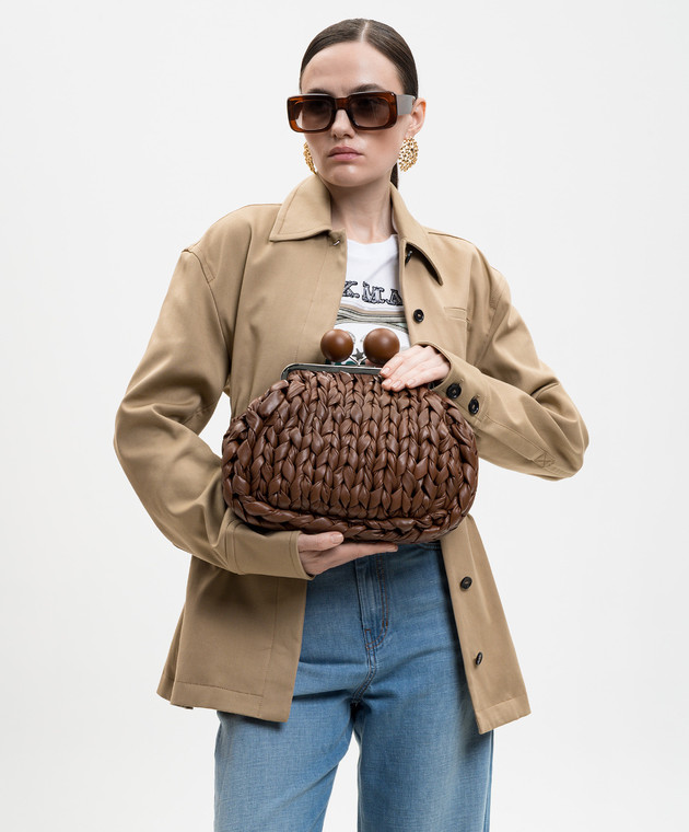 Max Mara Weekend Коричневая кожаная сумка Pasticcino WKALIBERO изображение 2