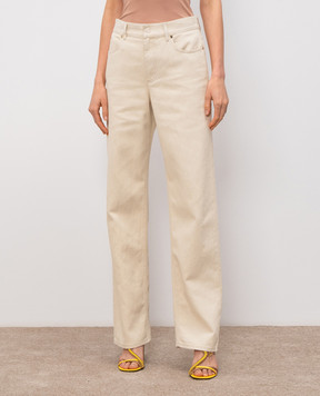 Fendi Бежеві джинси з льоном з патчем логотипа FLP882AOHV