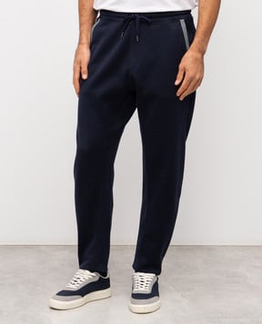 Brunello Cucinelli Синие спортивные брюки с принтом эмблемы MM8433102G