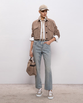 Brunello Cucinelli Бежевый топ с цепочкой MG902DO300