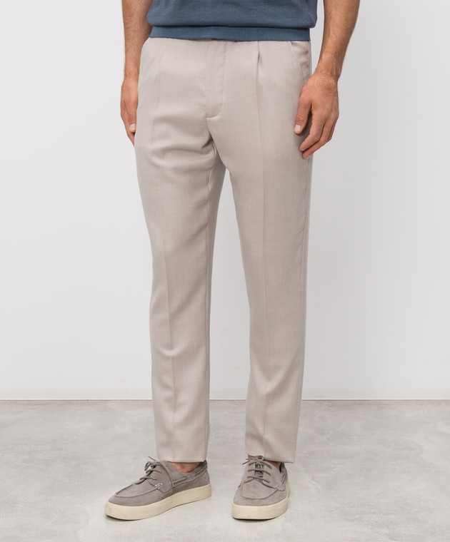Enrico Mandelli Бежеві штани з кашеміру GYM02B5607 зображення 3