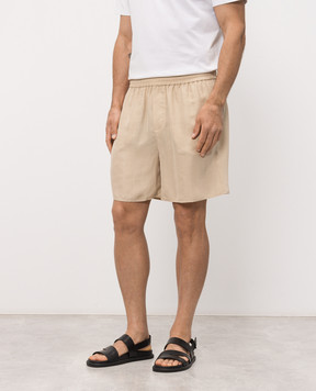 Balmain Бежеві шорти із шовку з вишивкою GH0PA145SF45