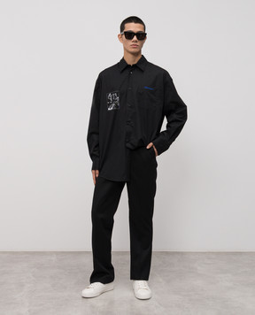 Off-White Черная рубашка Faded Painting 44MGE004F5F003