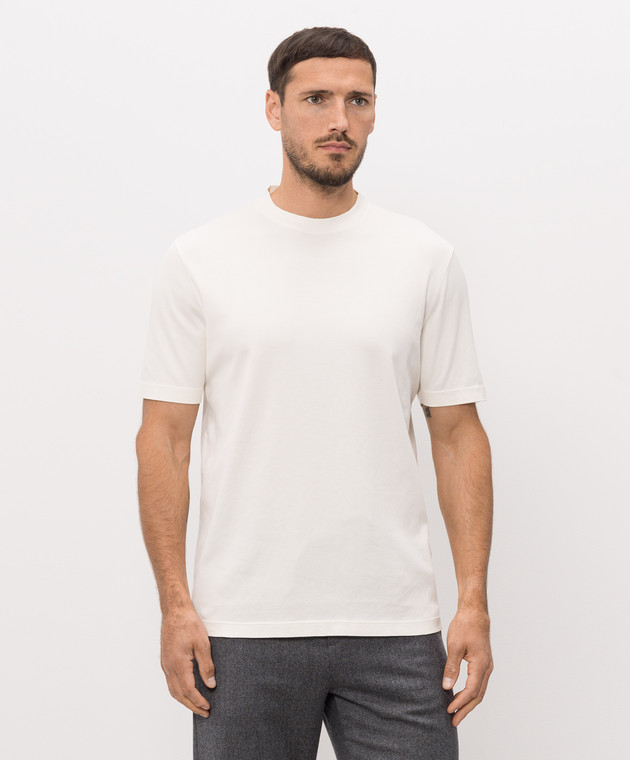 Canali Футболка цвета айвори прямого кроя MJ02458T0973 изображение 2