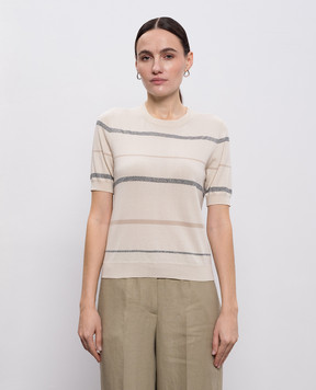 Peserico Бежевий топ в смужку A99091F149173M