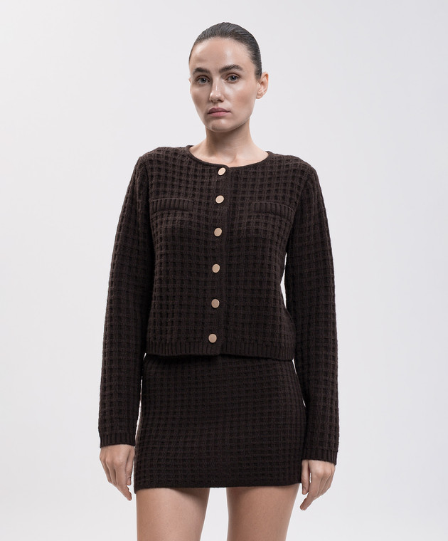 Allude Коричневий кардиган з вовни та кашеміру з фактурним візерунком 26517113 зображення 3
