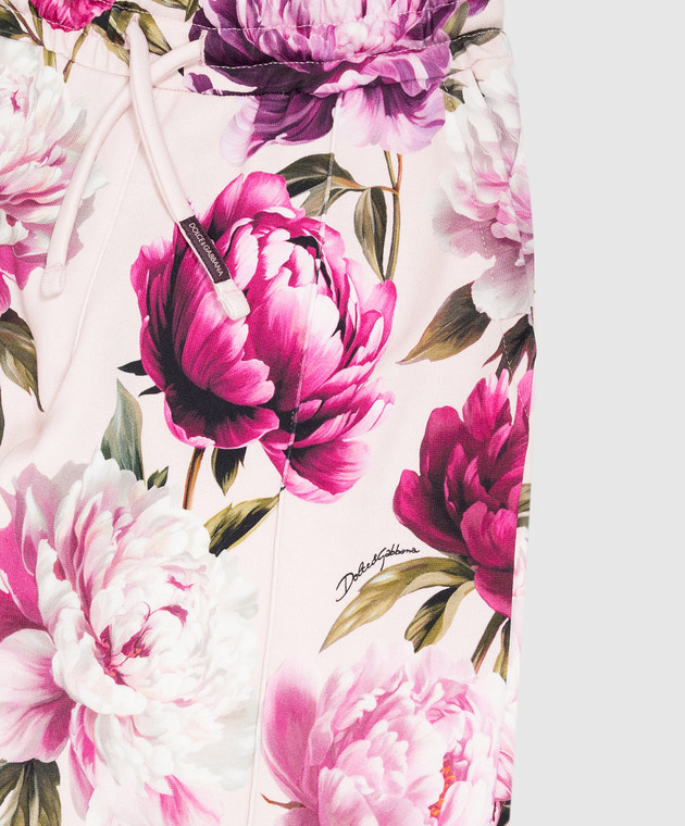 Dolce&Gabbana Детские розовые спортивные штаны в цветочный принт L5JPJ5G7QWQ812+ изображение 3