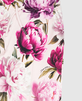 Dolce&Gabbana Детские розовые спортивные штаны в цветочный принт L5JPJ5G7QWQ36