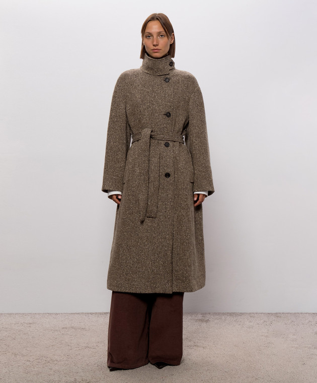 Brunello Cucinelli Коричневое пальто в узор MG5669766 изображение 3