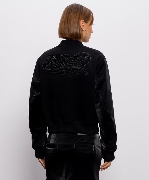 Off-White Черный бомбер с шерстью 2FG00403T изображение 4