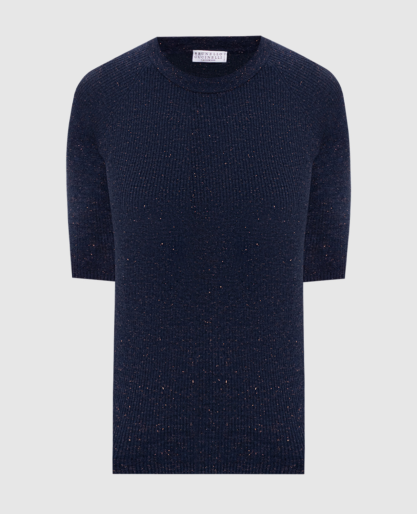 Синий топ с кашемиром в рубчик