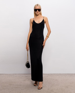 Saint Laurent Черное платье CASSANDRE с открытой спиной 876792Y38DS